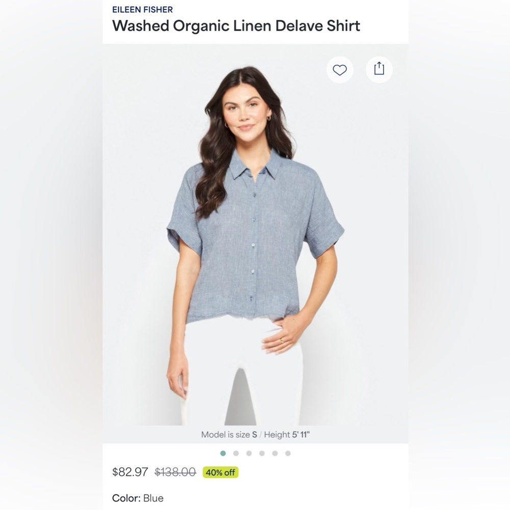 Eileen Fisher Washed Organic Linen Delave Shirt